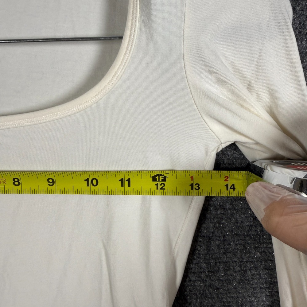 SKIMS Cotton Jersey Scoop Neck Long Sleeve Tee Top Marble White Size XS - Picture 5 of 7